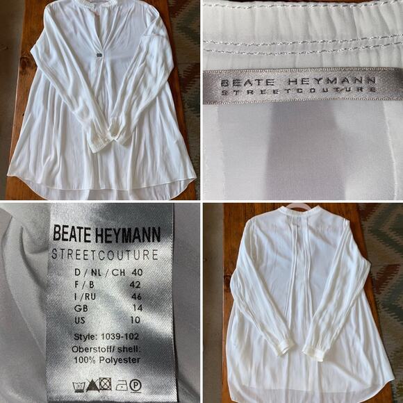 Beate Heymann $345 EVERGREEN Basic Pullover Blouse White US 10 - Picture 1 of 16